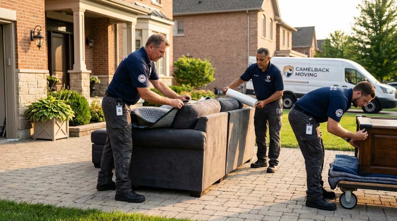 Large estate moving crew wrapping furniture in Stephenville, TX